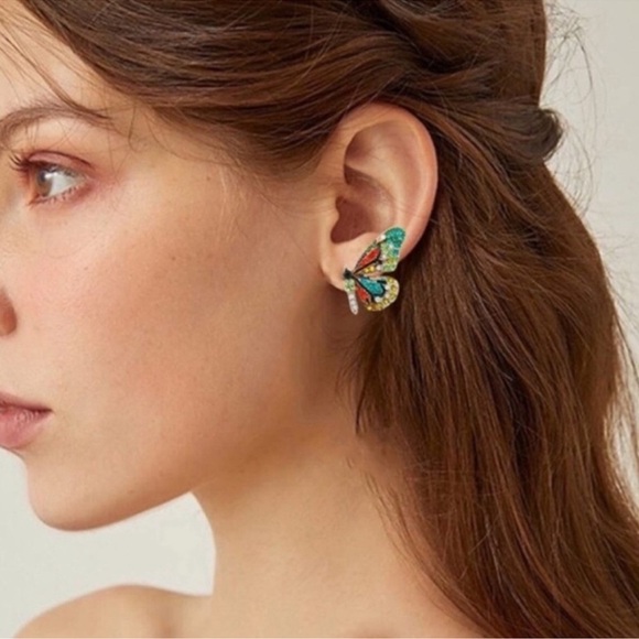 Anthropologie Jewelry - Butterfly Crystal Earrings